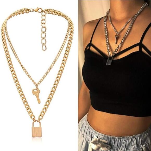 Pendant Cable Chain Choker Necklace Boho Jewelry Set Layered  Necklace - Picture 2 of 3